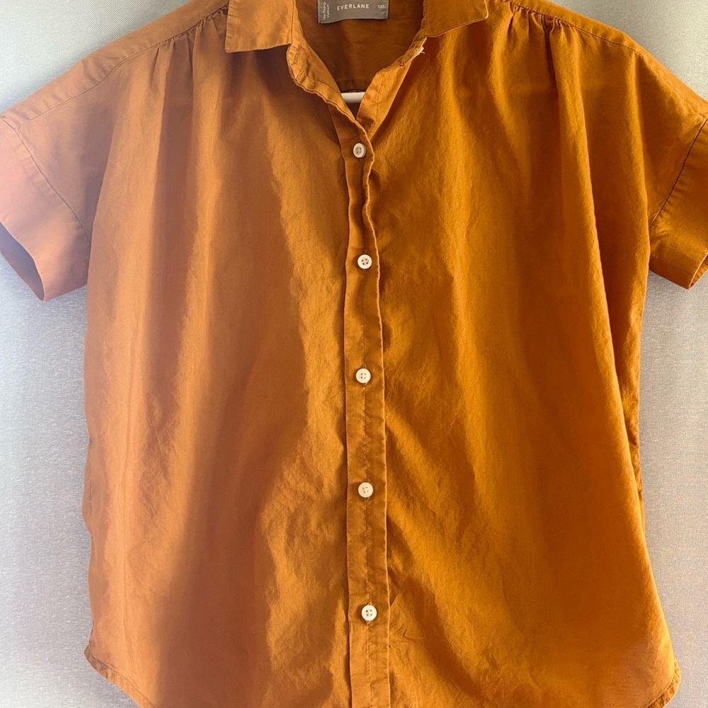 Everlane Women’s Orange Short Sleeve button down Shirt